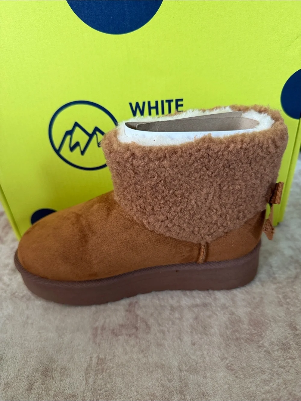 White Mountain Kids Ladybug Sherpa Cuffed Chestnut Brown Ankle Boot